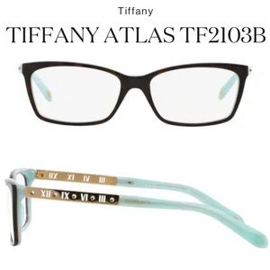 TIFFANY&CO ATLAS Classic Rectangle Diamanté & Symbols Blue Gold Glasses Frames